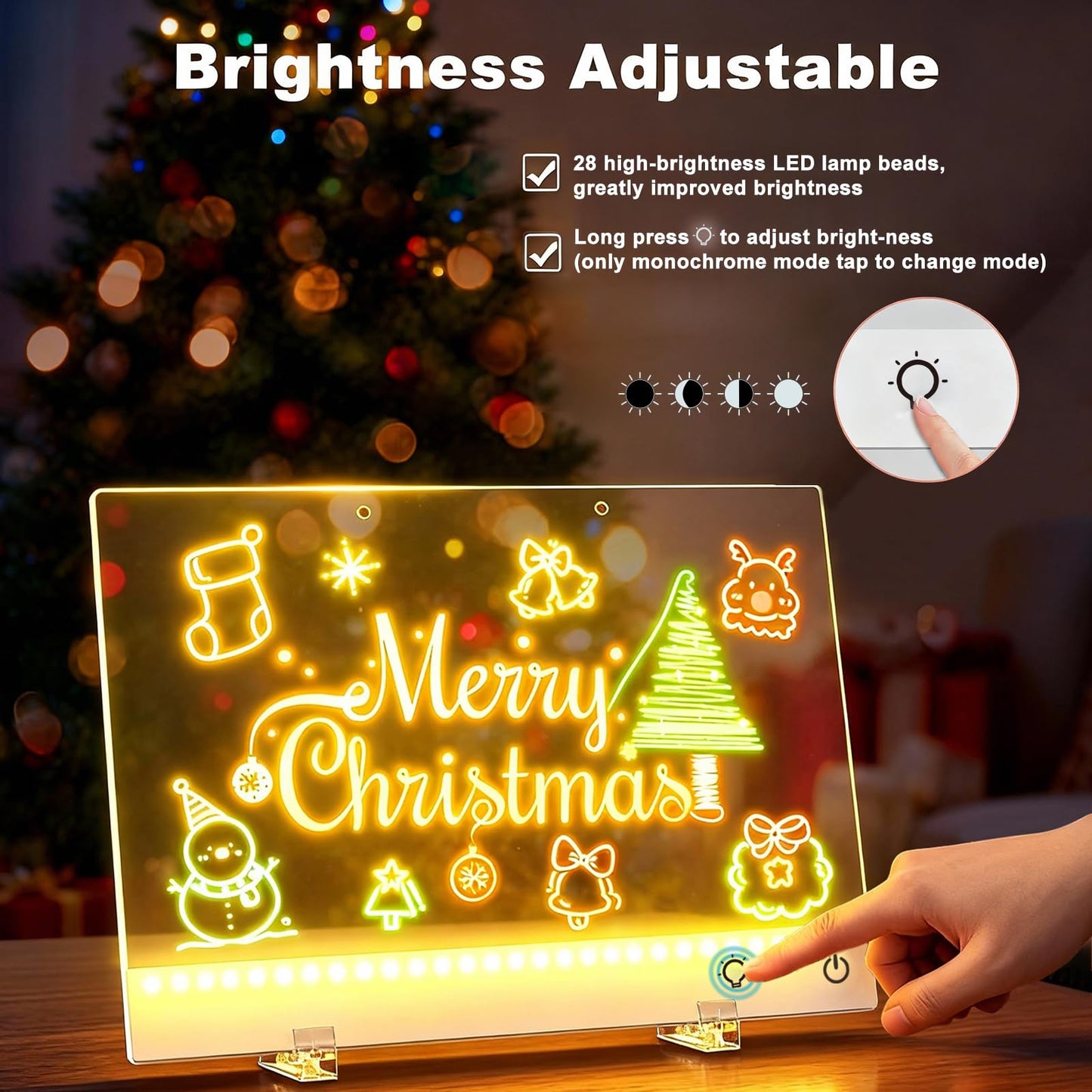 Led Drawing Board with 13 Light Effects, 17" Rechargeable Glow Doodle LED Note Board with Colors, Neon Light Up Drawing Tablet Gifts for Kids for Education Birthday Christmas Gift Ideas