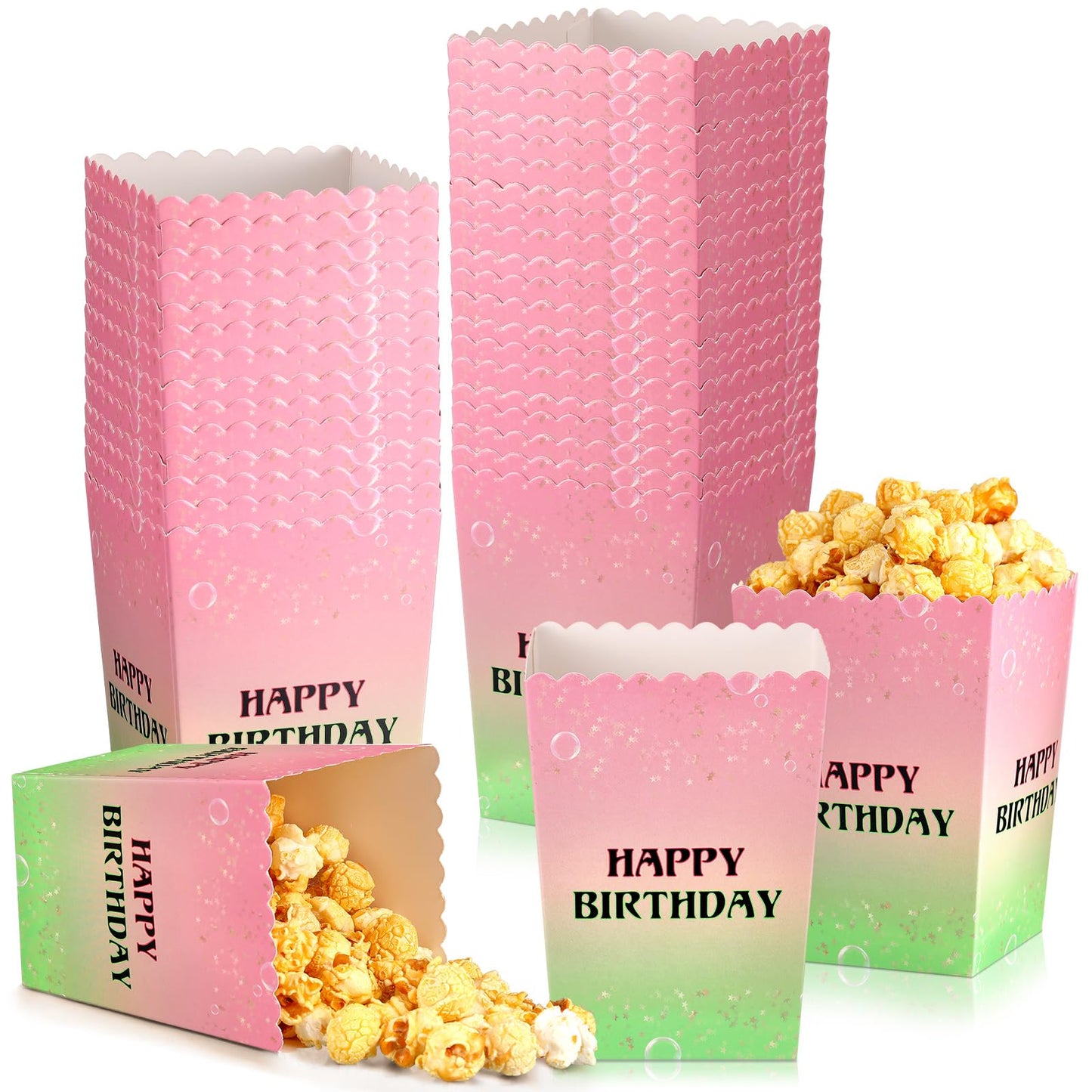 Zhehao 50 Pcs Pink and Green Popcorn Boxes Witch Popcorn Cup Paper Holder Pink and Green Party Favor for Happy Birthday Party Favor Halloween Supplies Decorations