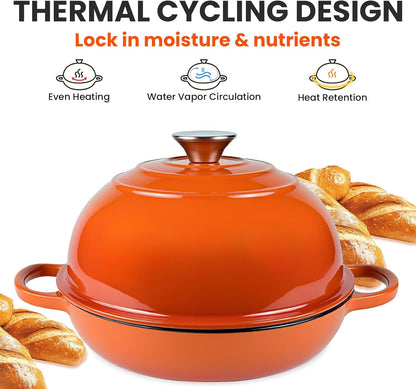 500F, 6 Dutch Oven for Bread Baking, Bread Oven, Enameled Cast Iron Dutch Oven, Bread Pot with Dome Lid, Oven Safe up