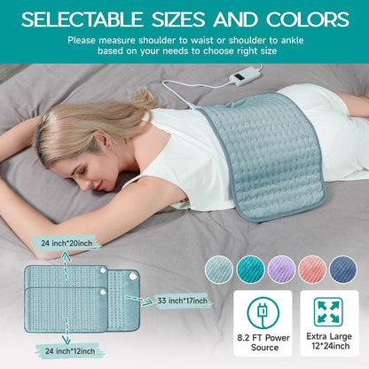 Large Heating Pad for Back Pain Relief, Electric Heating Pad for Neck and Shoulders, Auto Shut Off, Fast Heat, Christmas Gifts for Women Men, Birthday Gifts for Mom Dad (17'' x 33)