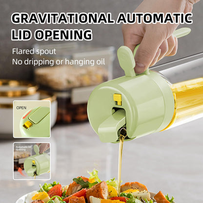 Oil Sprayer for Cooking, 18.6oz/550ml 2 in 1 Olive Oil Dispenser Bottle for Kitchen, Oil Mister Spray Bottle for Cooking, Air Fryer, Salad, Frying, BBQ (Creamy White)