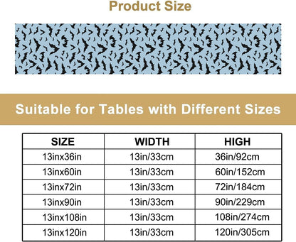 Nitmbi 13x36inch Halloween Table Runner,Silhouette Black Bats Pattern Retro Table Runner for Coffee Table Dining Room