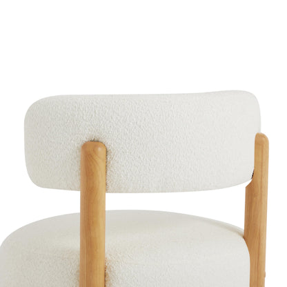 Christopher Knight Home Eloise Modern Accent Chair for Living Room, Boucle Upholstered Single Lounge Sofa Chair with Wooden Frame, Comfy Reading Chair for Bedroom, Light Beige+Natural