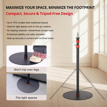 GVM YB2L200 79.9in Heavy Duty Light Stand Kit (2-Pack), Round Base Monopod, 10kg Load Capacity, Flat Base for Stability, for Video Recording, Live Streaming, Interviews & Photography Studio
