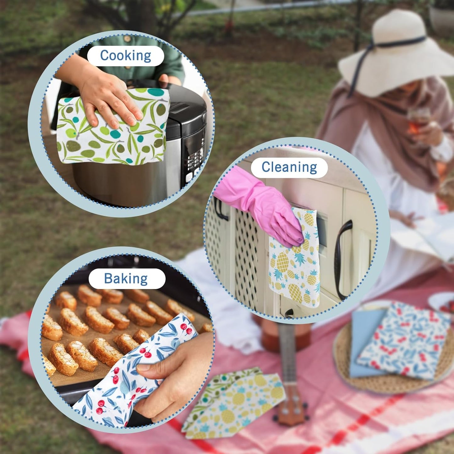 Kitchen Towel Set: 4 Pcs 18x26 Soft Absorbent 100% Cotton Dishcloths for Kitchen Drying, Quick Dry Bar Towel (Olive)