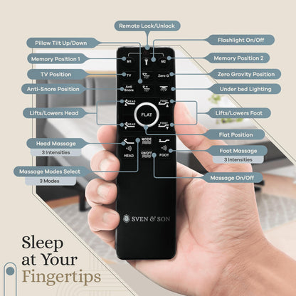 Sven & Son Harmony Adjustable Bed Base, Head and Foot Lift, Massage, Under-Bed Lights, USB, Gel Memory, Zero Gravity Smart Frame - Full + 12 inch Memory Foam Matt (Medium)
