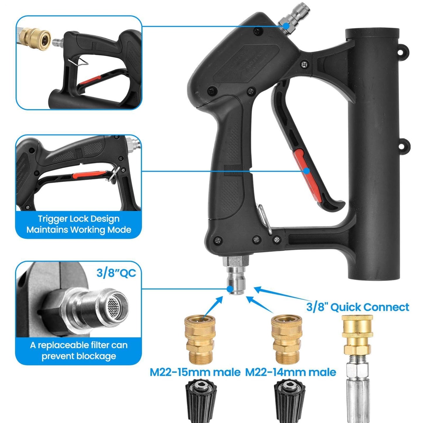 24''Pressure Washer Surfaces Cleaner, 4500PSI Stainless Steel Surfaces Cleaner Attachment with Wheels, Power Washer Accessory for Driveway Sidewalk Curb Deck Patio Cleaning, 3/8'' Quick-Connect