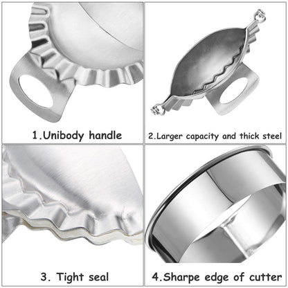 3 Pieces Dumplings Maker Dumpling Press Molds with 3 Pieces Dumpling Skin Maker in 9.5 cm/ 8.5 cm/ 8 cm Dumpling Wrapper Cutter Pie Ravioli Empanadas Press Mold for Kitchen