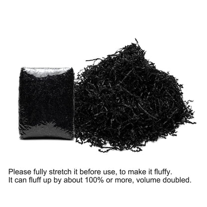 Mefleet 1 LB Crinkle Cut Paper Shred Filler Black Crinkle Shredded Paper for Gift Box - Gift Basket Bag Filler - Grass Cushion Stuffing for Valentine's Day Halloween Holiday Packaging Wrapping