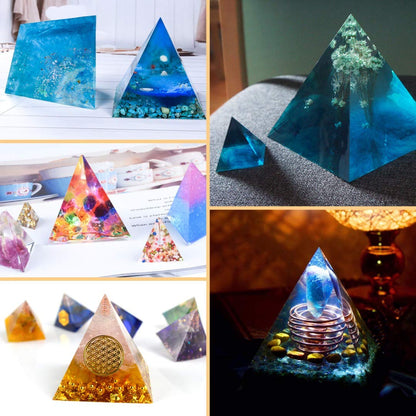 Mayitr 5pcs Silicone Pyramid Mold for DIY Crafts, 3D Reusable Silicone Mold | Perfect for Resin, Epoxy, Candle, Soap, Orgonite Making, Handmade Home Decor & Gifts