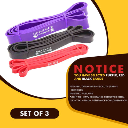 Draper's Strength Heavy Duty Resistance Stretch Loop Bands for Powerlifting Workout Exercise and Assisted Pull Ups