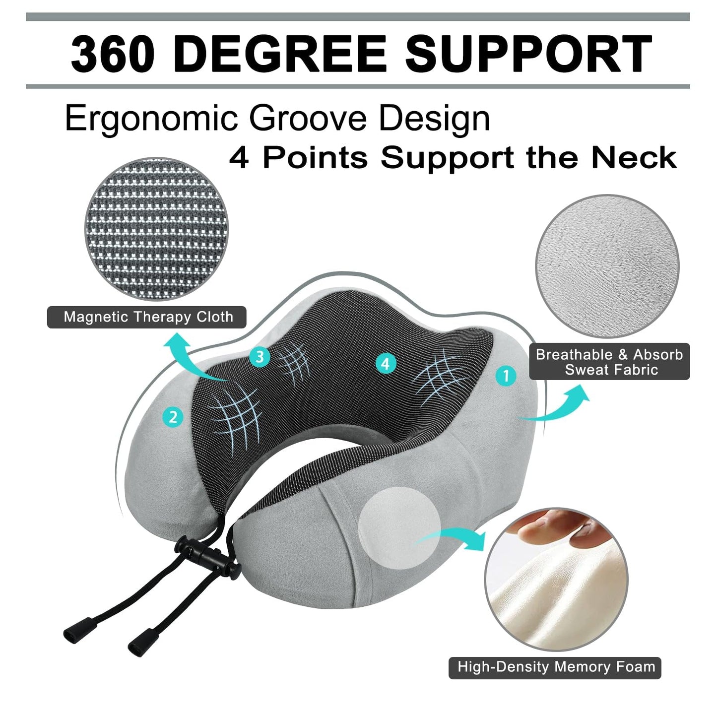 urnexttour Travel Pillow and Blanket Set Neck Pillow Airplane Memory Foam for Traveling Compact with Bag Grey