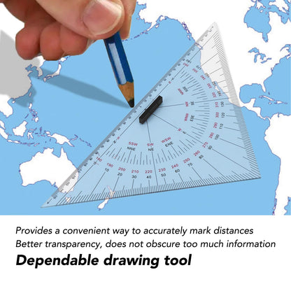 2pcs Chart Drawing Triangle Ruler, 11.81in Course Triangle Positioning Triangle Boat Architectural Stationery Navigation Plotting Kit for Training Purposes Maritime