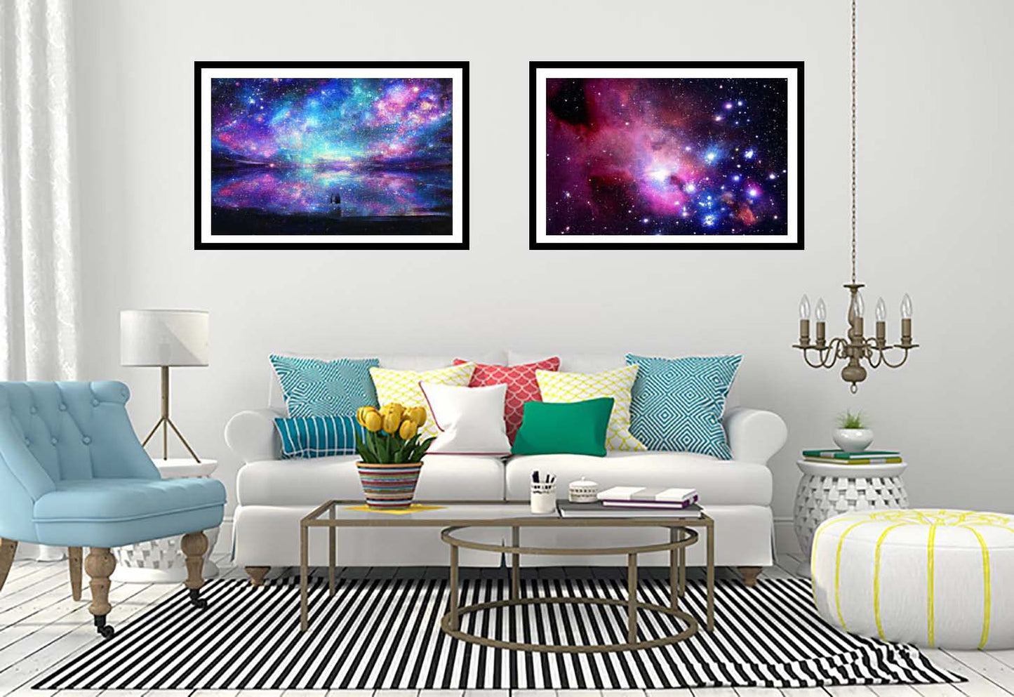 SKRYUIE 2 Pack 5D DIY Diamond Painting Starry Sky & Aurora Full Drill Paint with Diamonds, Polar Lights Rhinestone Wall Mosaic Home Decor 12x16 inch (30x40cm)
