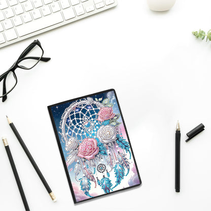 JZHYOAN Flower A5 Blank Diamond Art Composition Journaling Notebooks DIY Diamond Painting Notebook for Adults Gem Art Notepad Sketchbook Diary Mosaic Kits for Beginners Craft Lovers Gift Table Decor