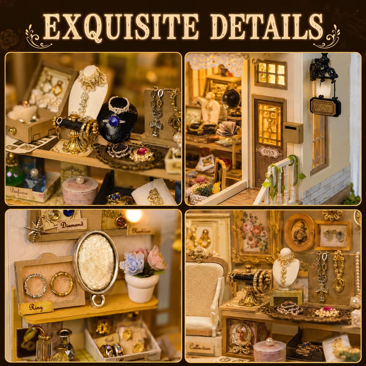 Spilay DIY Miniature House Kit, Vitrine's Tale Miniature Dollhouse Kit with LED Light, Mini House Building Kit Book Nook for Adult, Creative Bookshelf Decoration & Unique Gift