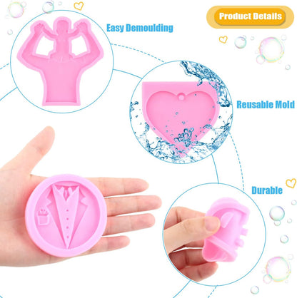 Father's Day Molds, Dad Candy Chocolate Silicone Molds, Heart Bow Tie Beard Fondant Molds Set of 4