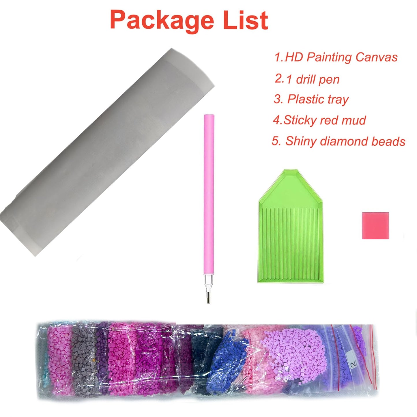 Lvmuu 5D Rose Diamond Art Kits for Adults, DIY Flowers Diamonds Painting Set Full Square Drill Paint By Numbers Art Craft Home Decor (Purple)