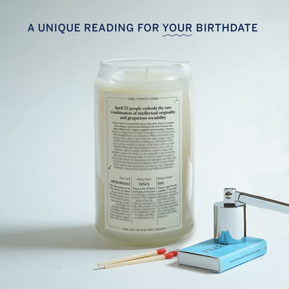 Birthdate Candles, April 23 - Taurus Zodiac Scented Candles Birthday Gift - Cedar, Sandalwood & Eucalyptus Scent - All-Natural Soy & Coconut Wax, 60-80 Hour Burn Time - Made in USA