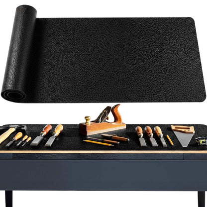 U0U 47.2" x17.3" Workbench Mat,Black PU Leather Work Bench Mat Top,DIY Worktable Mat Workbench Cover for Protects Work Bench Tabletop Countertop (Black, 47.2" x17.3")