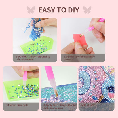 FlyingMage 5D Diamond Art Kits for Adults,Kawaii DIY Painting Art for Women, 4 Pack Cute Diamond Arts and Crafts Sets,Diamond Art Mosaic Kits,Big Gem Full Drill Diamond Dots, Fox Cat Rabbit Snail