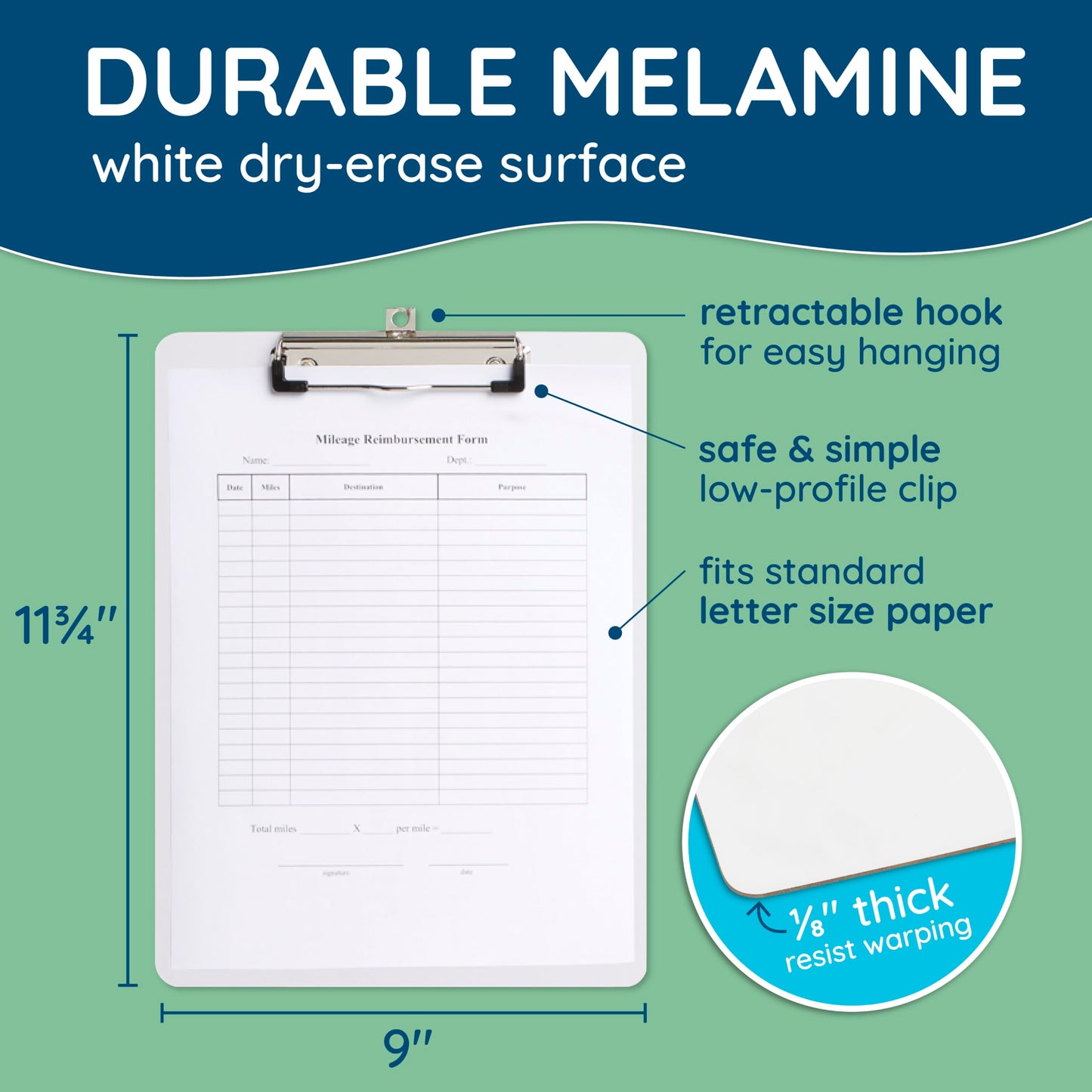 Blue Summit Supplies 30 Pack Dry Erase Clipboard, Whiteboard Clipboard for Classroom, White Board with Front Surface and Low Profile Clip, Designed for Classroom and Business Use