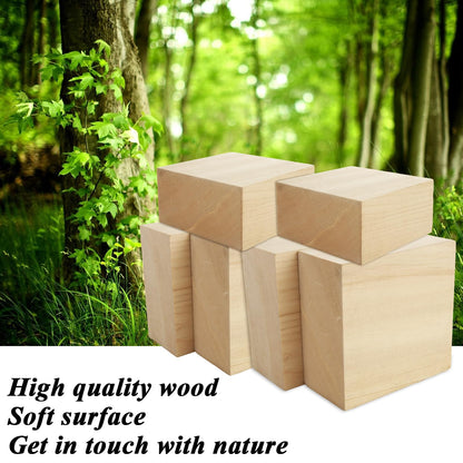 SHUESS 6 PCS 4 X 4 X 2 inch Basswood Carving Blocks Bass Wood for Wood Carving Whittling Wood Carving Blocks Wood Blocks for Carving Unfinished Wood Blocks for Adults Beginners or Expert