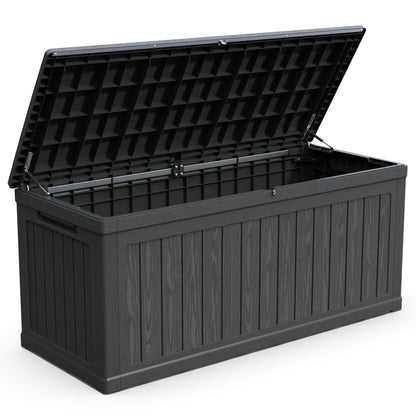 BLUECC Outdoor Deck Box Waterproof, Extra Large Plastic Patio Storage Cabinet with Lockable Black 68"*32"*34"