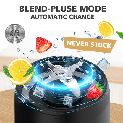 Portable Blender Personal Juicer for Shakes and Smoothies - 20 OZ Electric Protein Shaker Bottle with Insulated Sleeve, Travel Lid, USB-C Rechargeable - Mini Small Blender Cup for Kitchen, Office, Gym