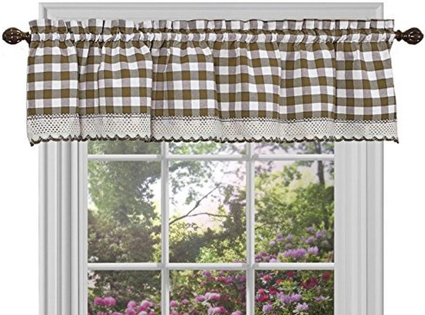 Sweet Home Collection Kitchen Curtain Valance, 14" x 58", Taupe Window Panel Treatment