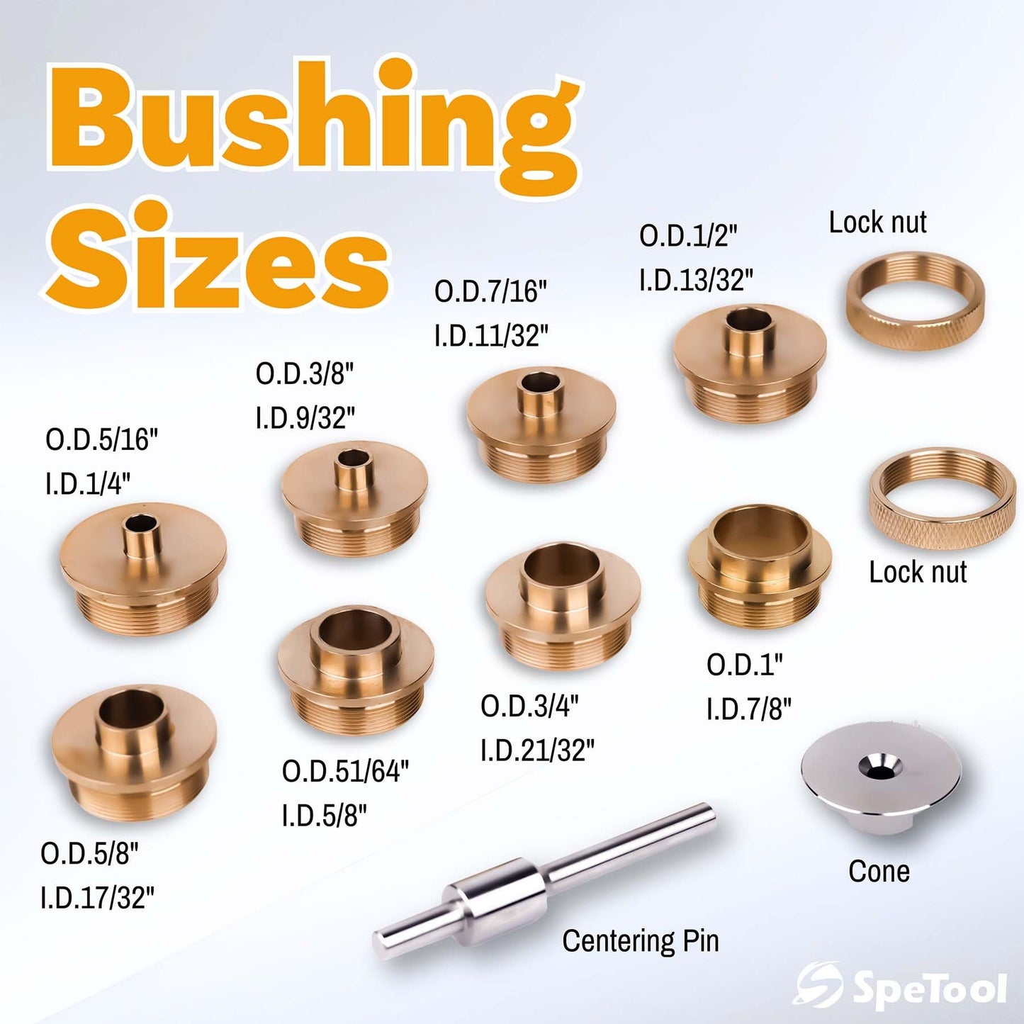 SpeTool Spiral Upcut Router Bit 1/2 Inch Shank with Extra Long Life Coating with SpeTool Brass Router Template Bushing Guide Set