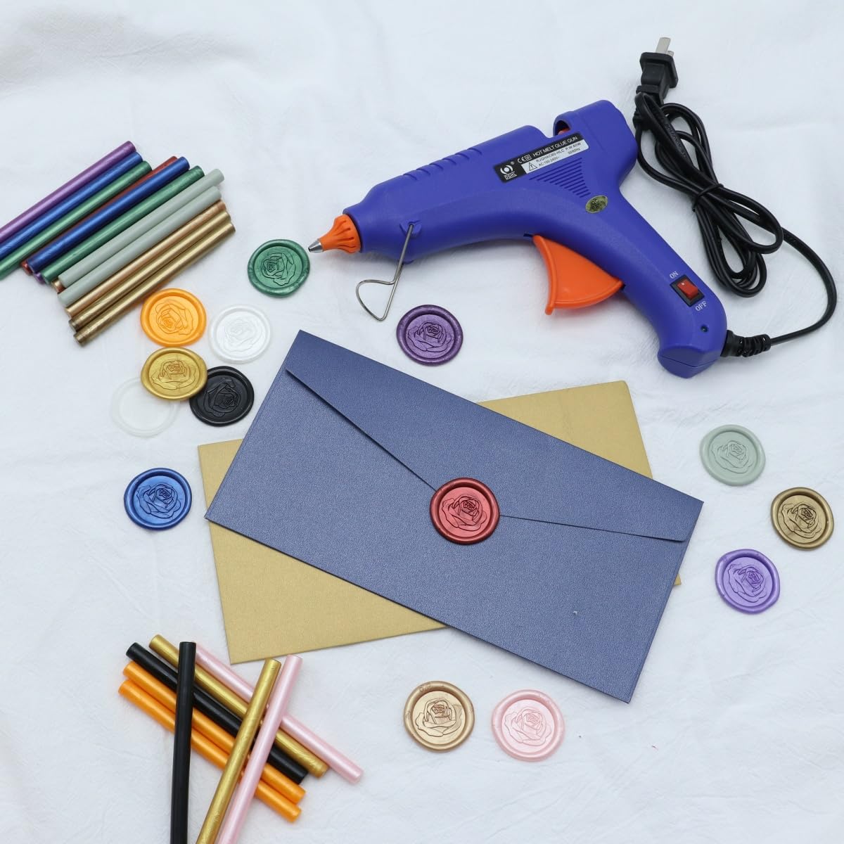 Wax Seal Gun kit Sealing Wax Sticks 40P with Glue Gun Wax Seal Kit, Atopbb Wine Red 40Pcs Sealing Wax Sticks with Glue Gun Great for Wax Seal Stamp (40, New Burgundy)