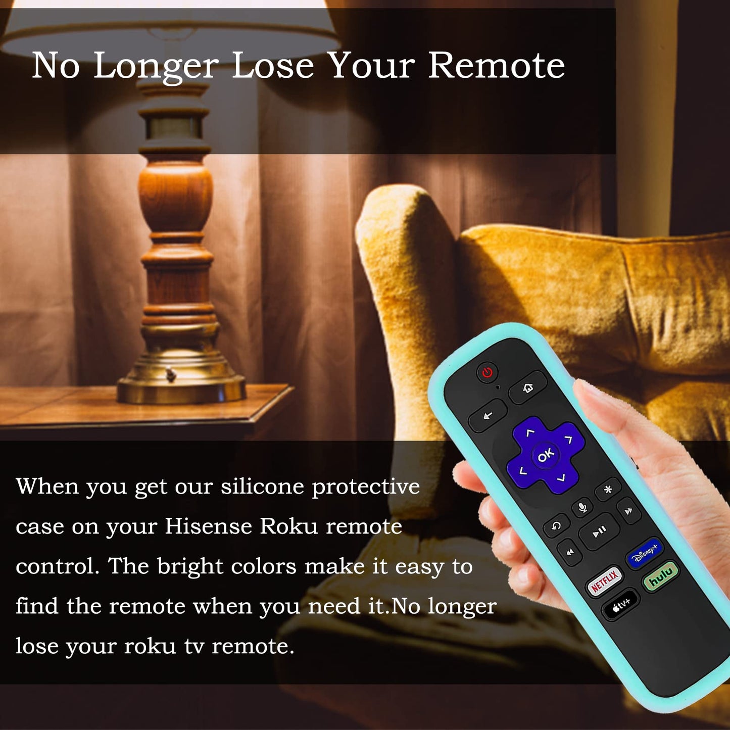 Silicone Protective Controller Cover fits for Roku TV Voice Remote | Element Roku | Westinghouse Roku TV Controller Cover,Glow in The Dark