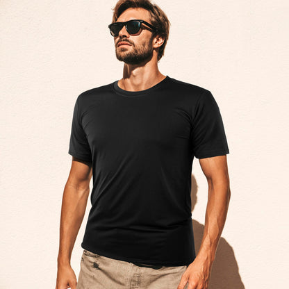 Mens T-Shirts Crew Neck Basic Tees，Soft Fit Short Sleeve Stretch T-Shirts Basic Lightweight Gym Tops for Athletic Black
