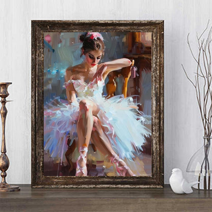 PUAGEMTI Diamond Painting Kits for Adults The Ballerina in The Chair Ballet 5D DIY Diamond Art Kits Full Drill Diamond for Gift Wall Decor and Relaxation Gem Arts 12x16 inch