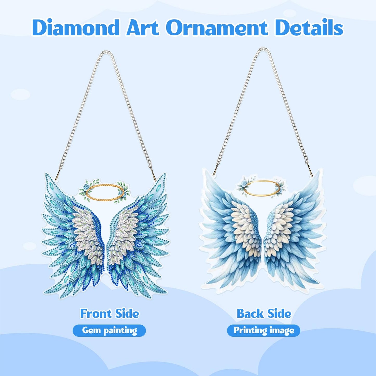 GHHKUD Wings Diamond Art Hanging Kit for Adults, DIY Double Sided Diamond Painting Hanging Kits Adults, Special Shaped Acrylic Ornaments Pendants for Window Home Garden Wall
