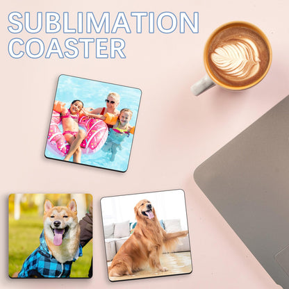 36 Pcs Sublimation Small Square Coaster Blanks Bulk with Cork Back MDF Heat Transfer Wood Cork Coasters Product Blank Iteam 3.54x3.54 Inch