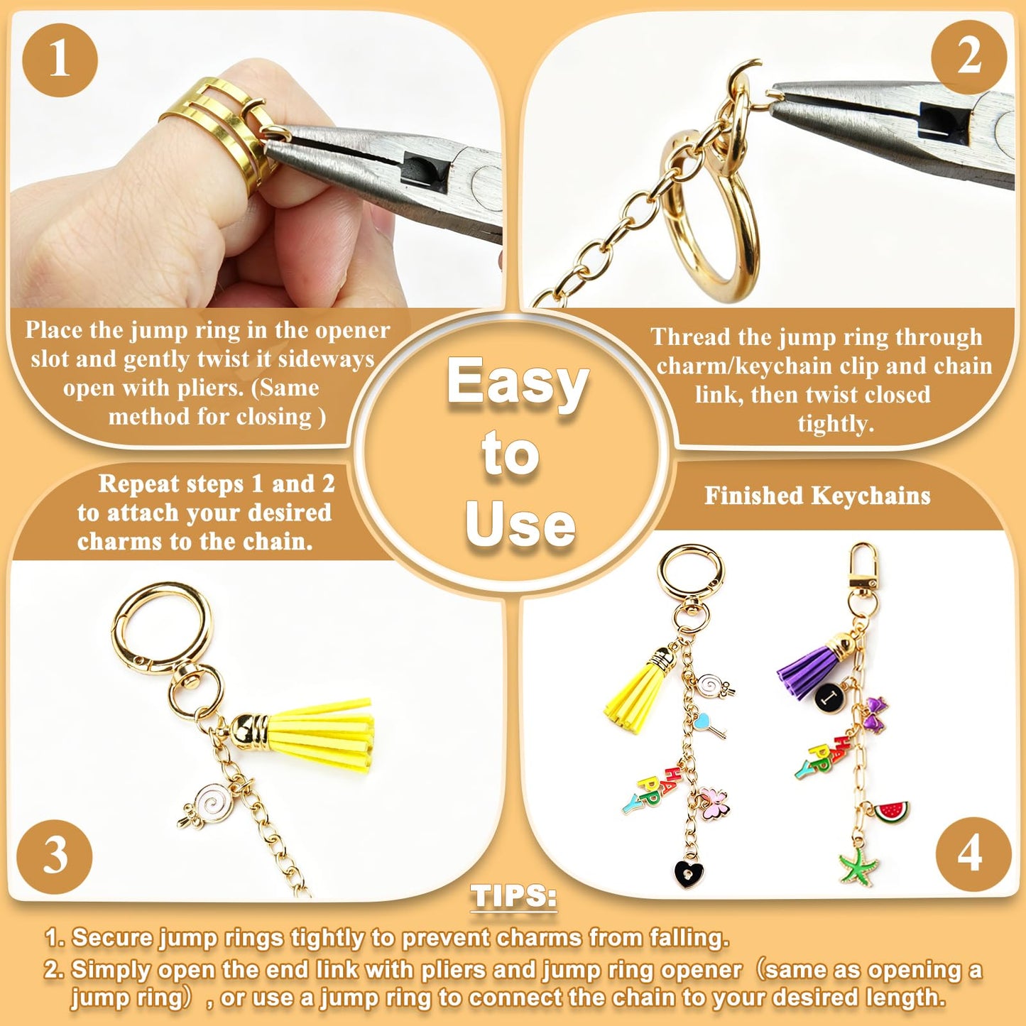 LOIKMIUP 440Pcs Keychain Making Kit, DIY Craft Supplies with Charms, Keychain Tassels, Keychain Clip Hooks, Jump Rings, Key Rings, Extender Chains & Tools for DIY Crafting