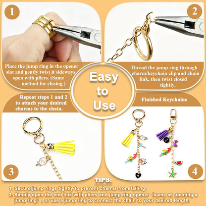 LOIKMIUP 440Pcs Keychain Making Kit, DIY Craft Supplies with Charms, Keychain Tassels, Keychain Clip Hooks, Jump Rings, Key Rings, Extender Chains & Tools for DIY Crafting