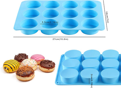 2PCS Silicone Oreo Molds: LCCOWOT 12 Cavity Round Baking Mold for Chocolate, Cookie, Mini Cake, Dishwasher Safe