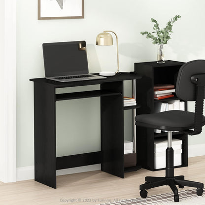 Furinno Simplistic Computer Desk with Keyboard Tray, Easy Assembly, Americano/Stainless Steel