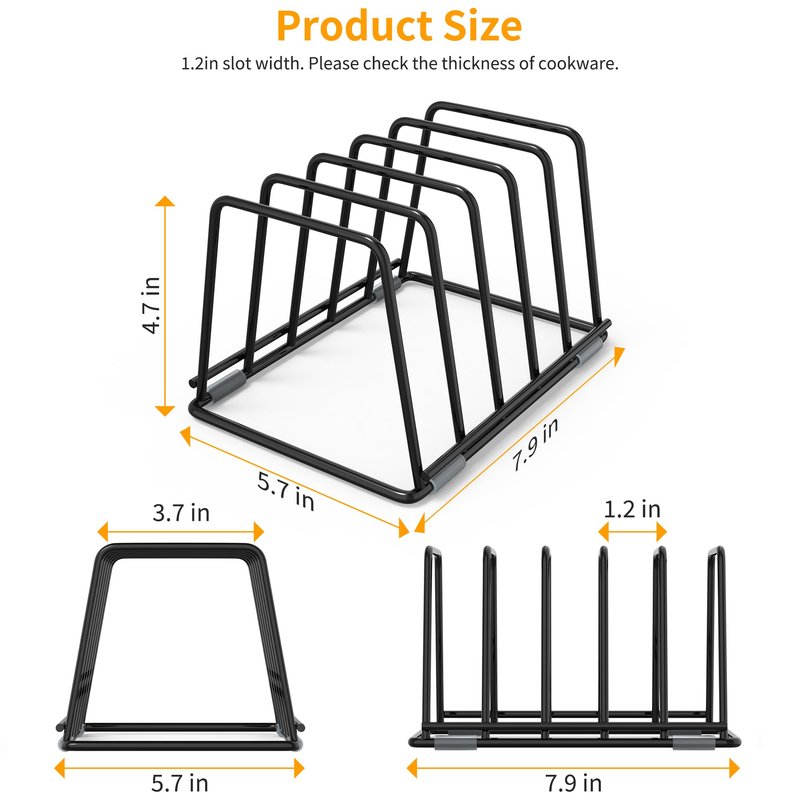LAEMYFYRE Cutting Board Organizer Kitchen Organizer Rack for Cutting Board, Bakeware, and Cookie Sheet, 5-Slot Heavy-Duty Steel Cookware Holder,Rust-Resistant with Anti-Slip Feet (1, Small)