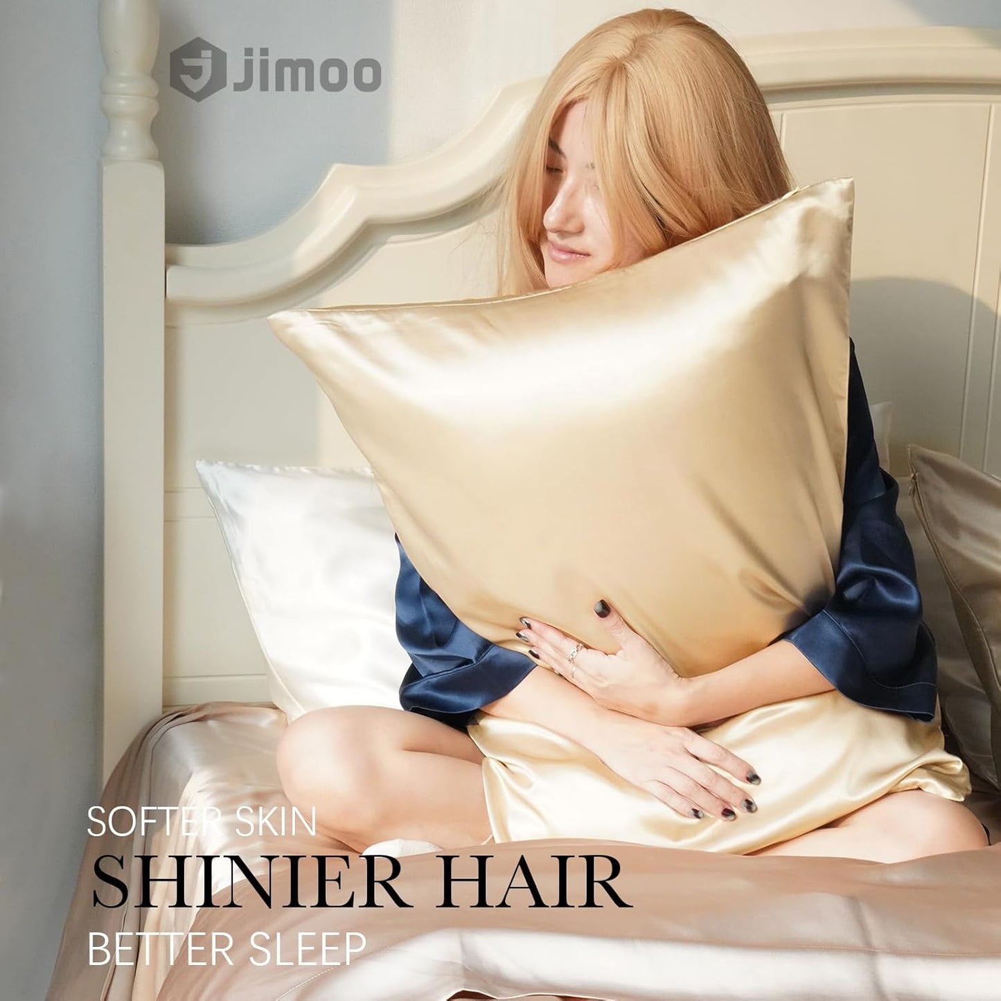 100% Mulberry Silk Pillowcase for Hair and Skin, 22 Momme Natural Silk Pillow Cover with Zipper, Beige