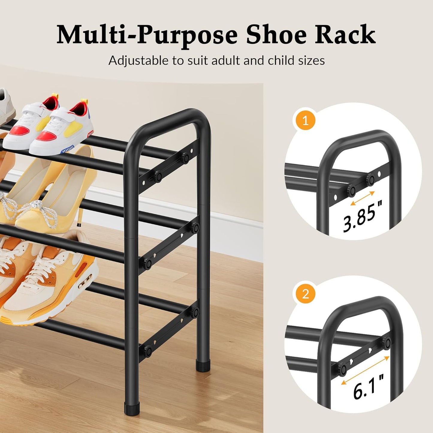 3 Closet, 28 42, Closet, 18 Gewudraw Tier Shoe Organizer, Shoe Rack for Metal Shelf Can Expandable to for Bedroom
