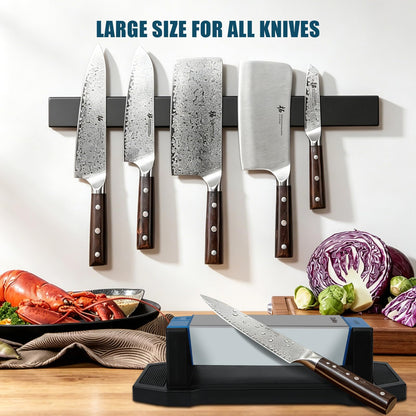 Diamond Knife Sharpener, Larger Sharpening Stone, 360/600/1000 Grit Whetstone Knife Sharpener Kit with Honing Guide, Angle Guide, Leather Strop for Kitchen Knives, Chisels, Tools, Outdoor Gear