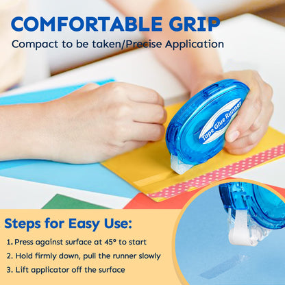 TMOL 12 Pack Scrapbook Tape, 26 Ft x 0.31 in Double Sided Tape Roller, Permanent Adhesive Tape Dispenser Runner, Photo-Safe Glue Tape Roller for Scrapbooking, Crafts and Arts Projects, Smooth & Clean