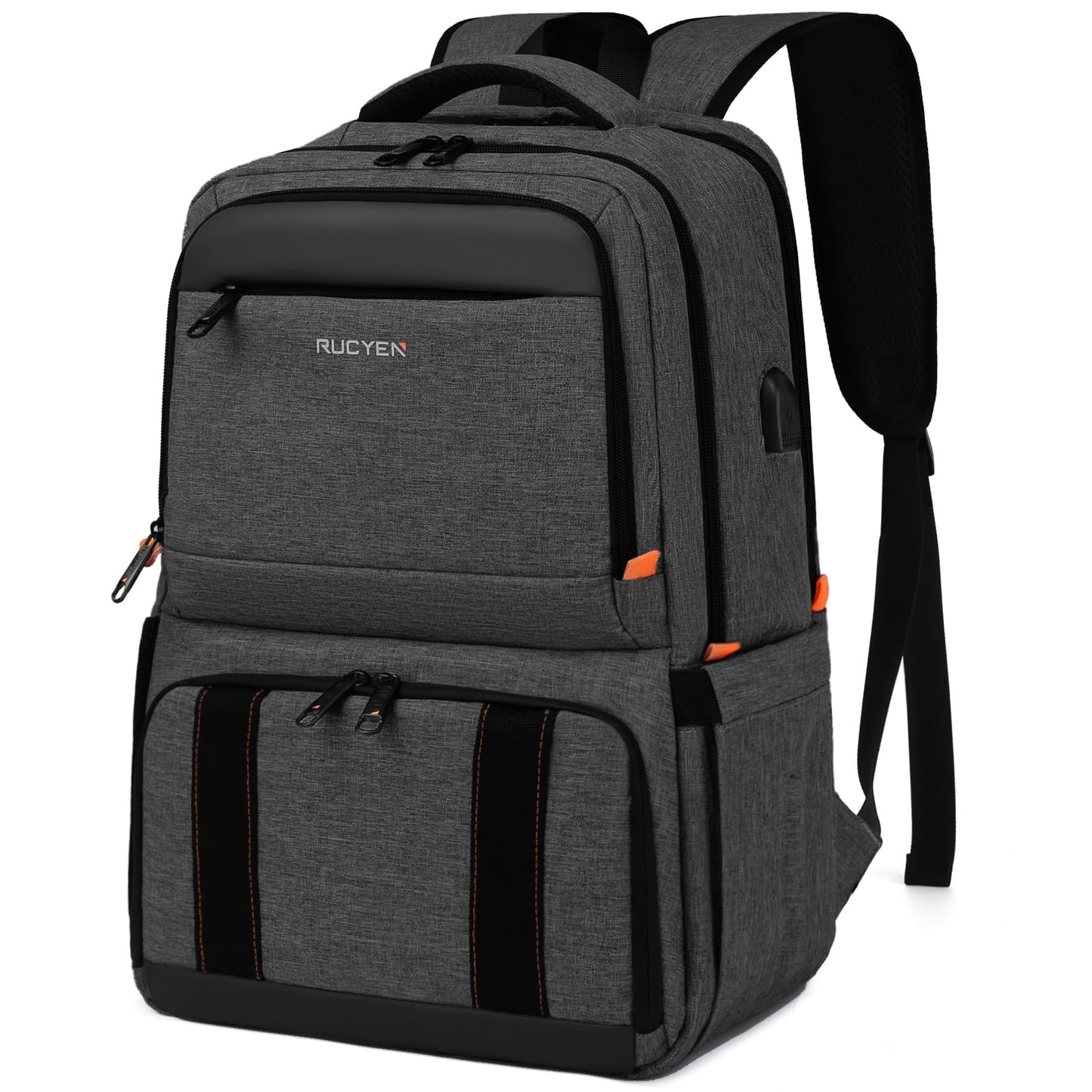 RUCYEN Lunch Backpack, Insulated Cooler Backpack Lunch Box for Men Women, 15.6 Inches RFID Blocking Laptop Backpack with USB Port Lunch Bag for Work Travel Black