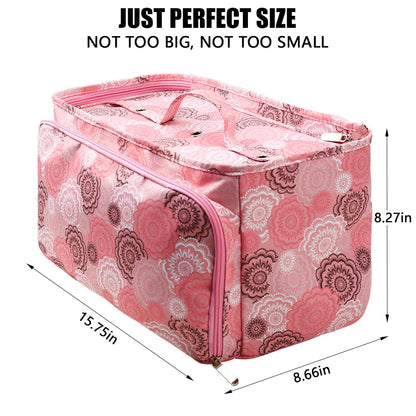 Looen Crochet Bag, Yarn Storage Organizer Tangle Free with 3 Grommets, Knitting Bag and Totes Organizer Large Craft Supplies for unfinished projects (Pink)
