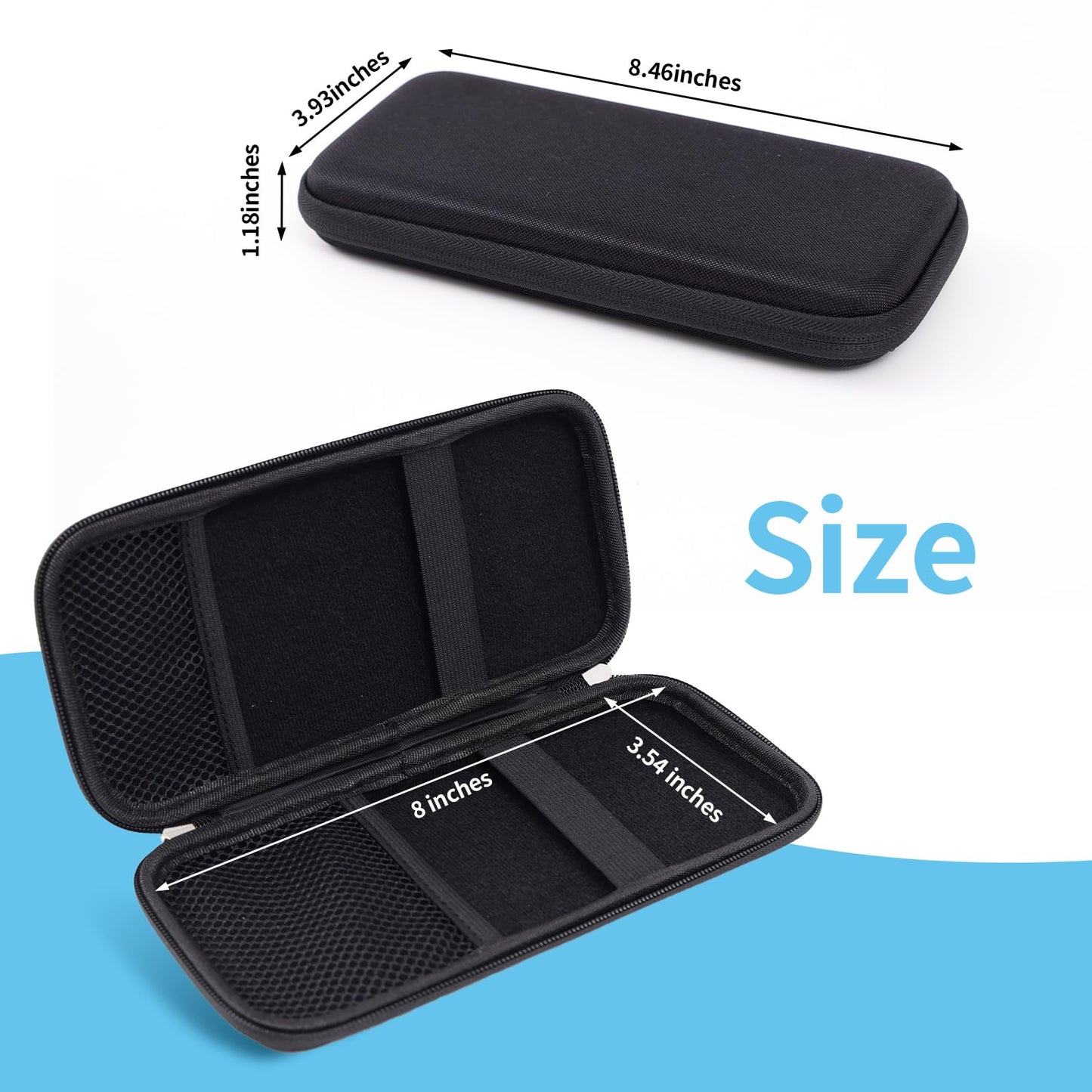 iDream365 Upgraded Hard Pencil Case Box for Adluts,Durable Pen Carrying Case with Zipper-Black