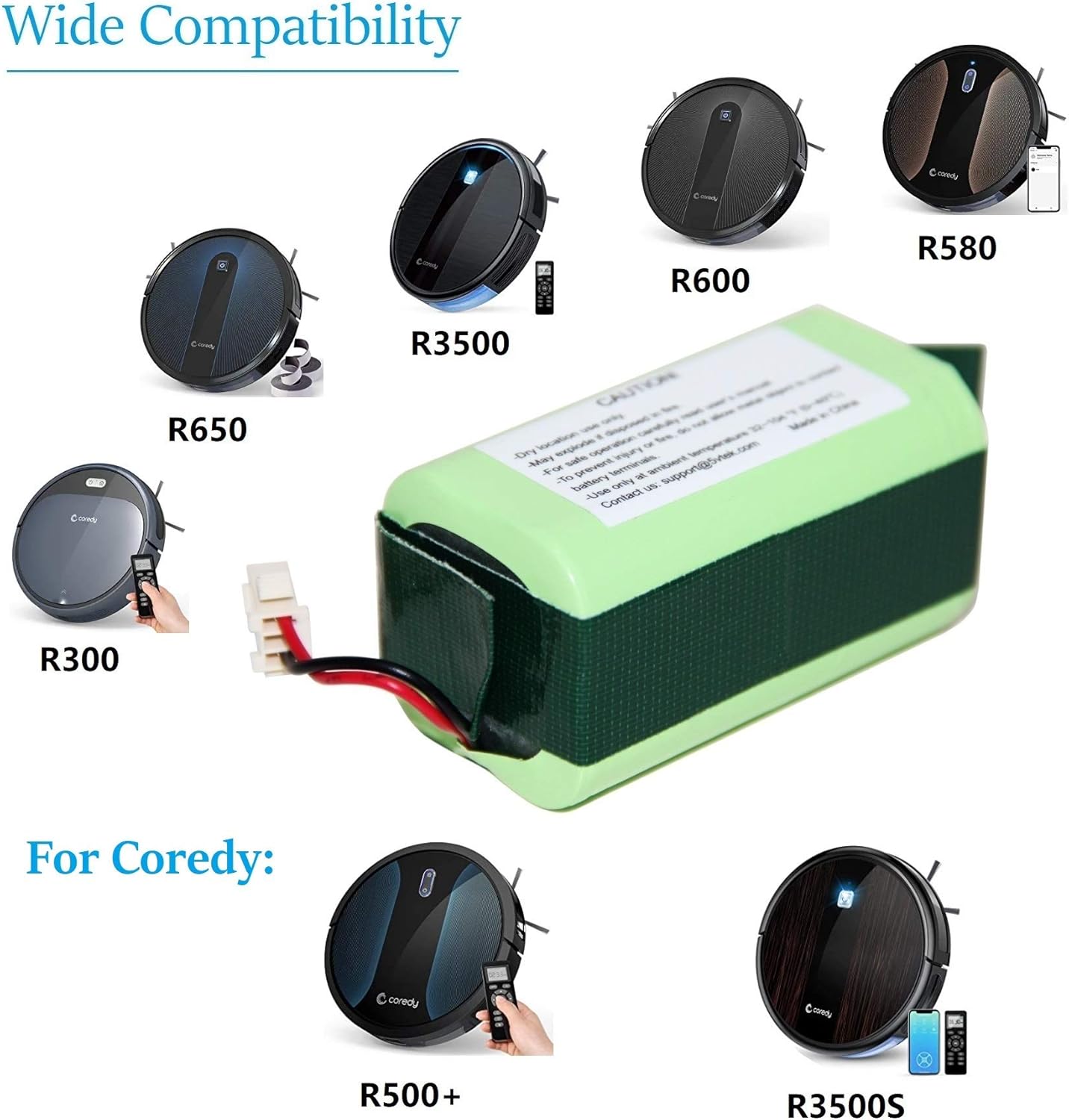Replacement Battery for Coredy R300, R500+, R550, R580, R650, R3500, R3500S and Amarey A800, A900, Eufy RoboVac 11S,